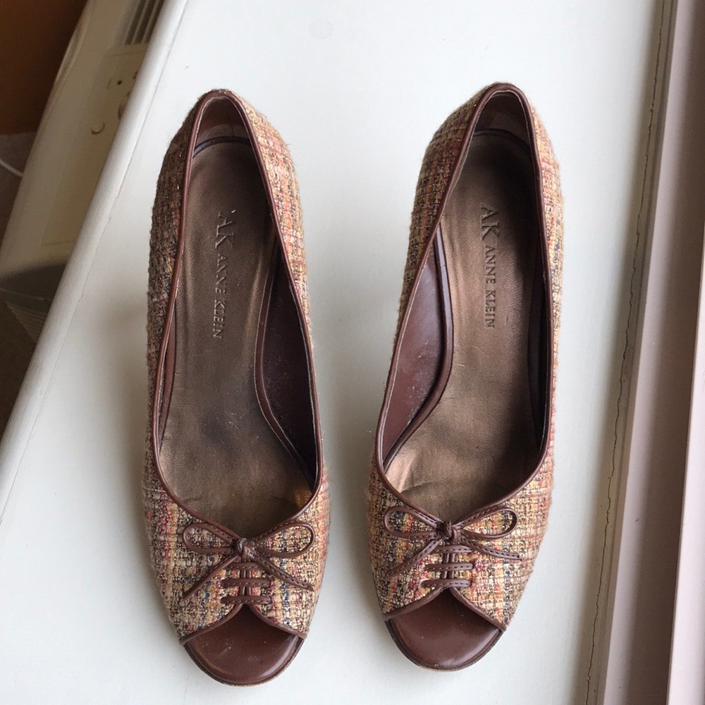 Plaid Peep Toe Heels Ann Klein